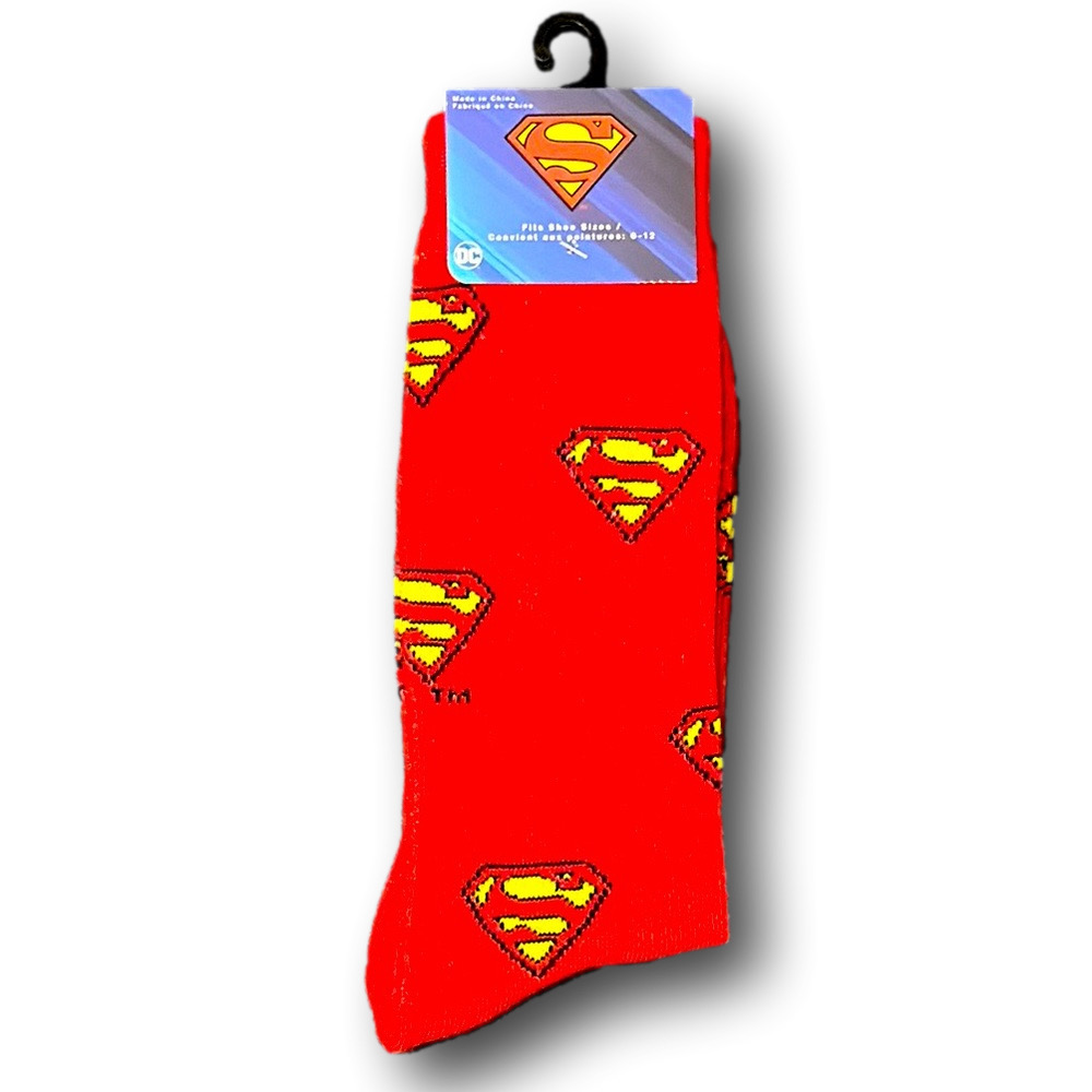 3/$20 DC Comics Superman Logo Retro Funny Novelty Crew Socks - NWT